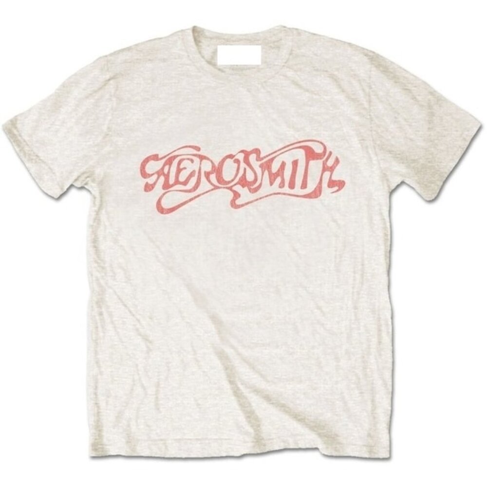 Logo Aerosmith  Short Sleeve Tee - light gray with Pink Graphic Logo sz M